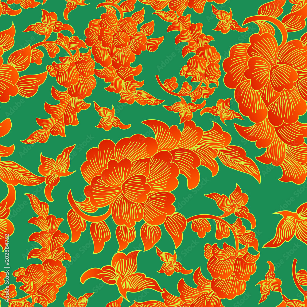 Wall Mural Chinese floral ornament of Tang Dynasty