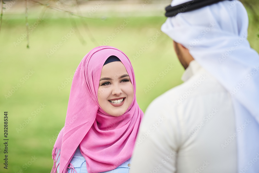 Arabic couple looking at each other