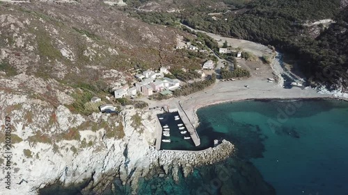 Drone footage in Corsica - 4k - Fly Above the sea - Mountain - Boat - Blue Water