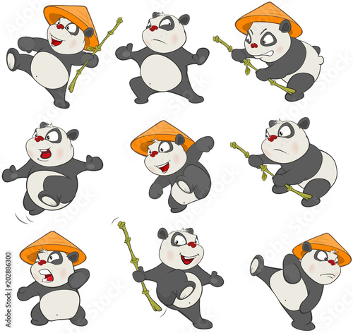 Set of  Cartoon Illustration. A Cute Panda Bear  for you Design