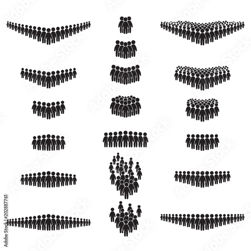 Crowd icon set. People icon set. Vector.