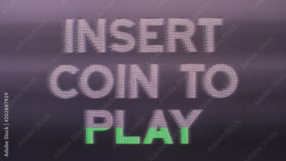 insert coin to play words from retro computer arcade game