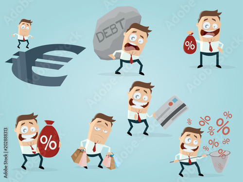 collection of a businessman in different situations