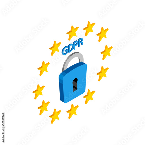 General data protection relation vector isometric illustration. GDPR