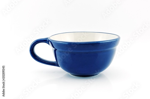 Ceramic blue glass on white background