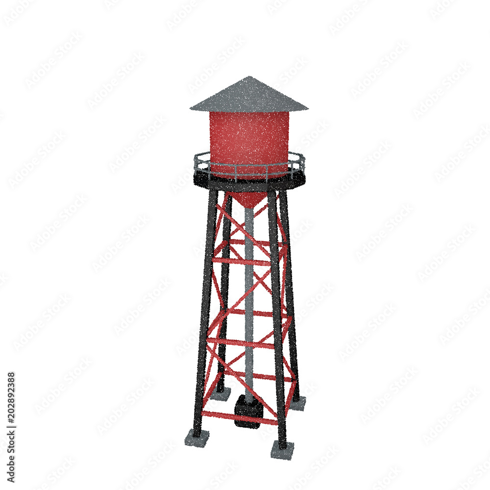 Fotografie Water tower. Isolated on white background. Vector illustration.