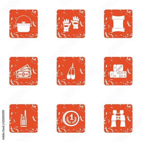 Money rain icons set. Grunge set of 9 money rain vector icons for web isolated on white background