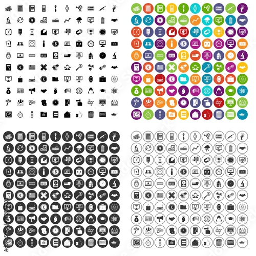 100 problem solving icons set vector in 4 variant for any web design isolated on white