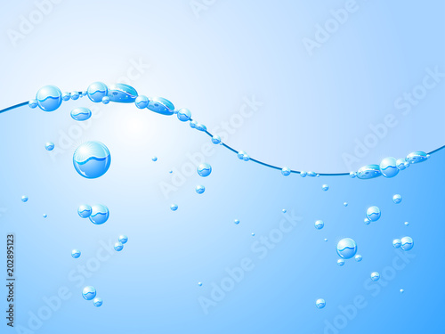 water vector wave surface with bubble of air