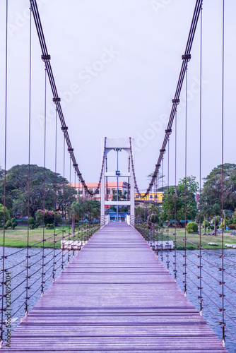 Suspension bridge in Nong Somboon lake photo