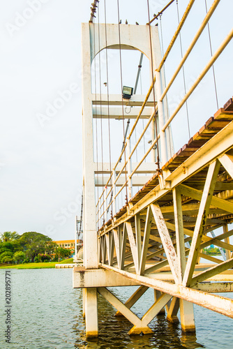 Suspension bridge in Nong Somboon lake photo