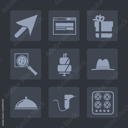 Premium set of fill icons. Such as cursor, gas, computer, hat, home, dentistry, search, find, oven, zoom, stove, dessert, drill, bow, kitchen, arrow, clinic, box, ribbon, cook, internet, service, cake