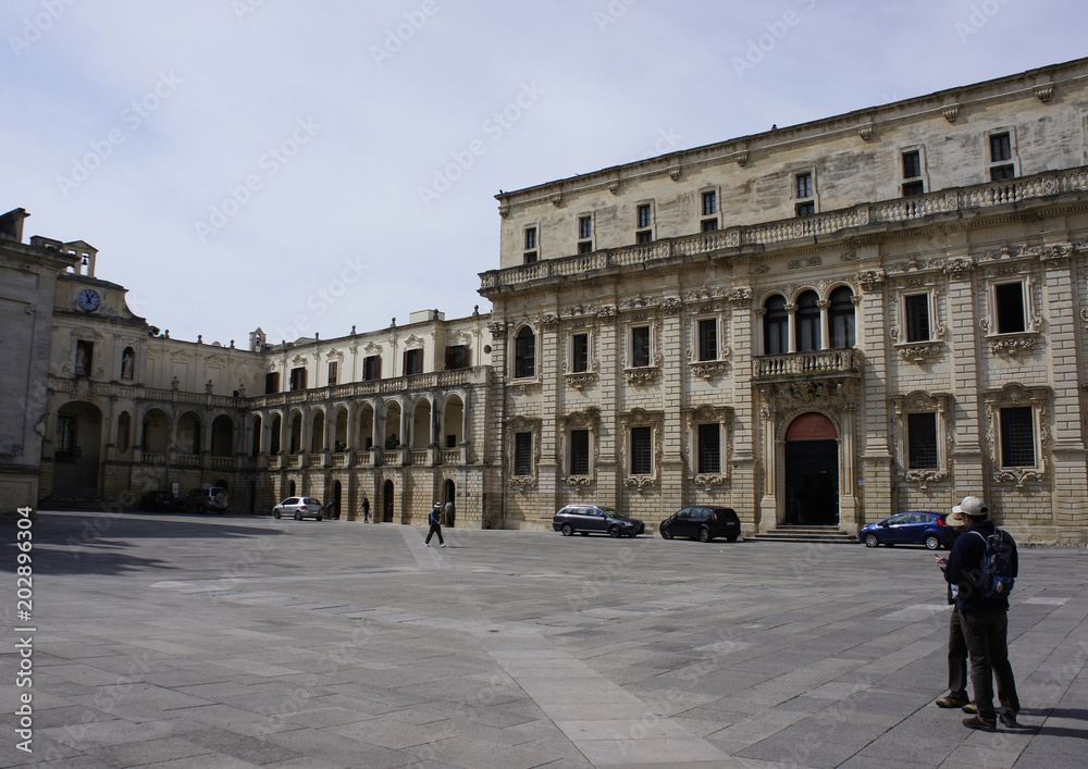 Italy, Apulia, houses at the cathedral square of Lecce