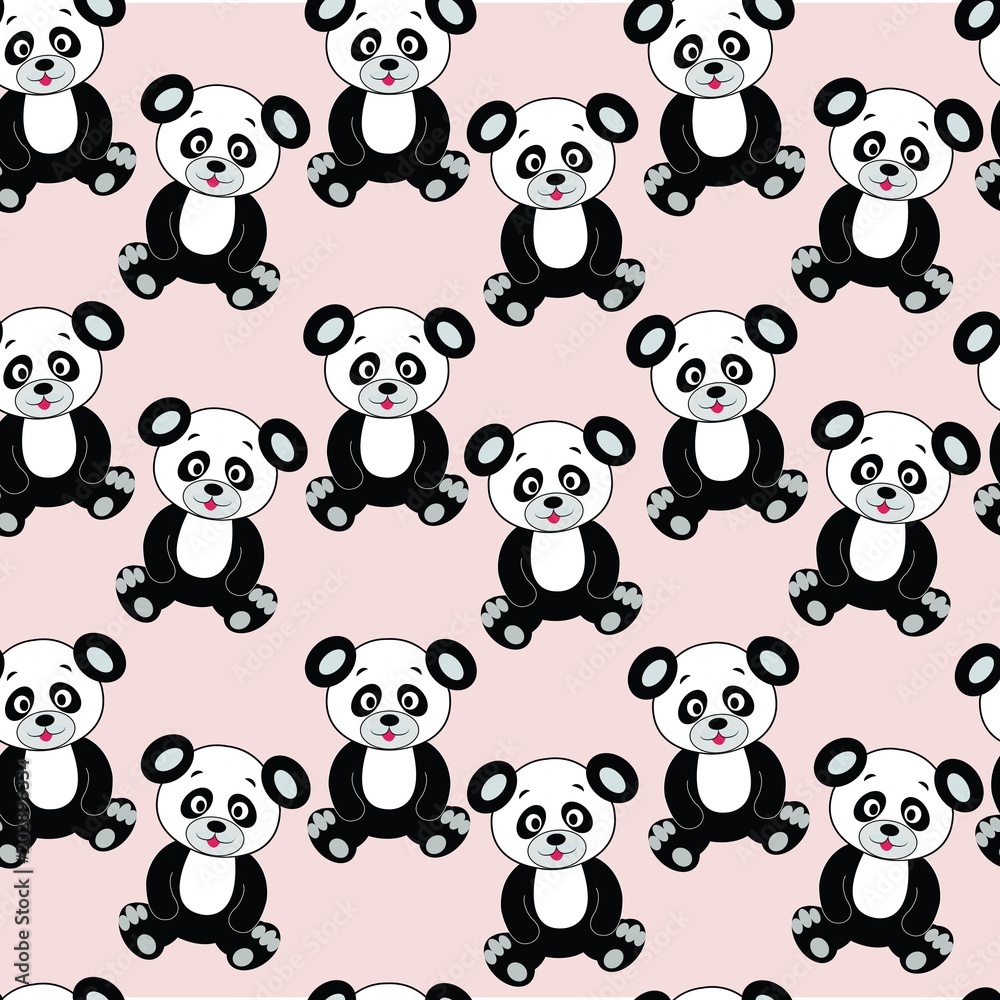 panda seamless pattern. vector illustration