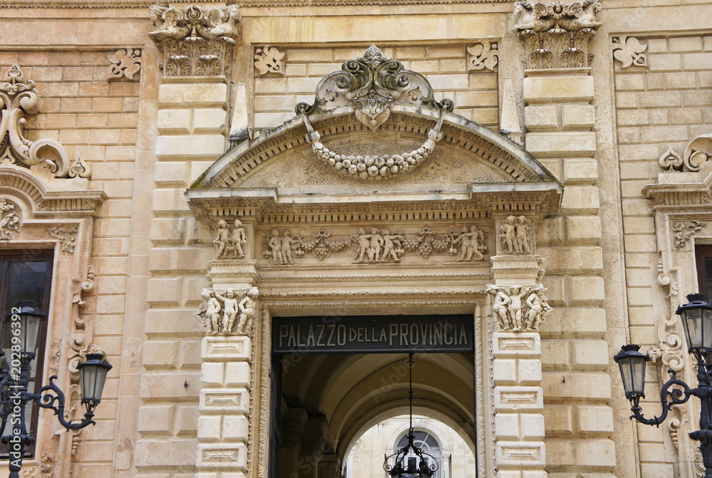 Italy, Apulia, portal in the old town of Lecce