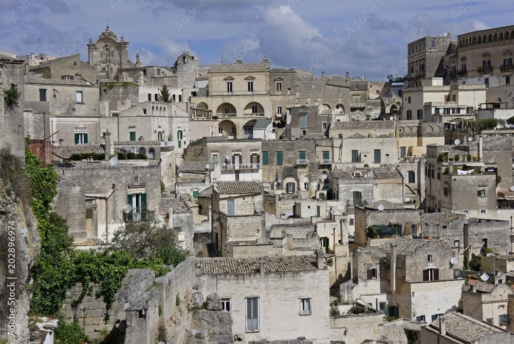 Italy, Basilicata, the ancient city of Matera, called Sassi, which consists partly of cave houses, Unesco