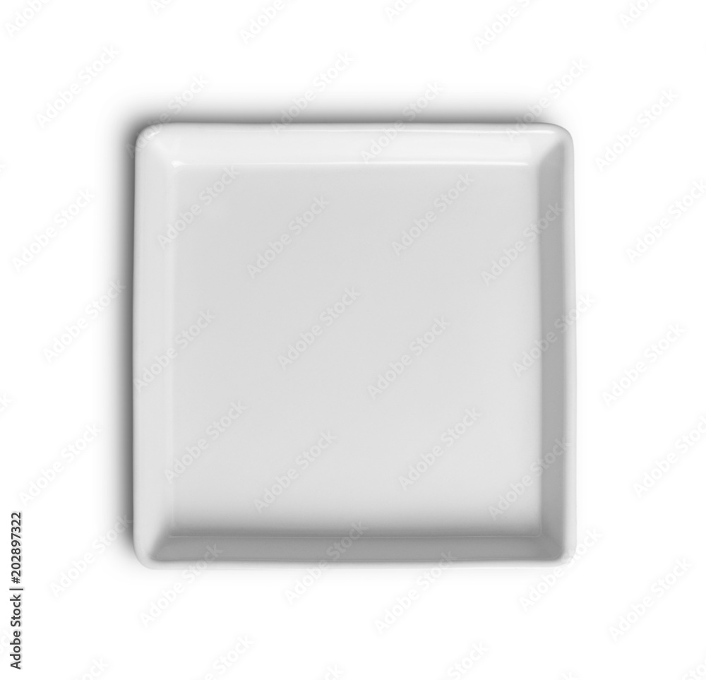 top view empty white plate on white background top view empty white plate on white background