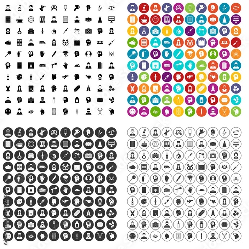 100 psychotherapist icons set vector in 4 variant for any web design isolated on white