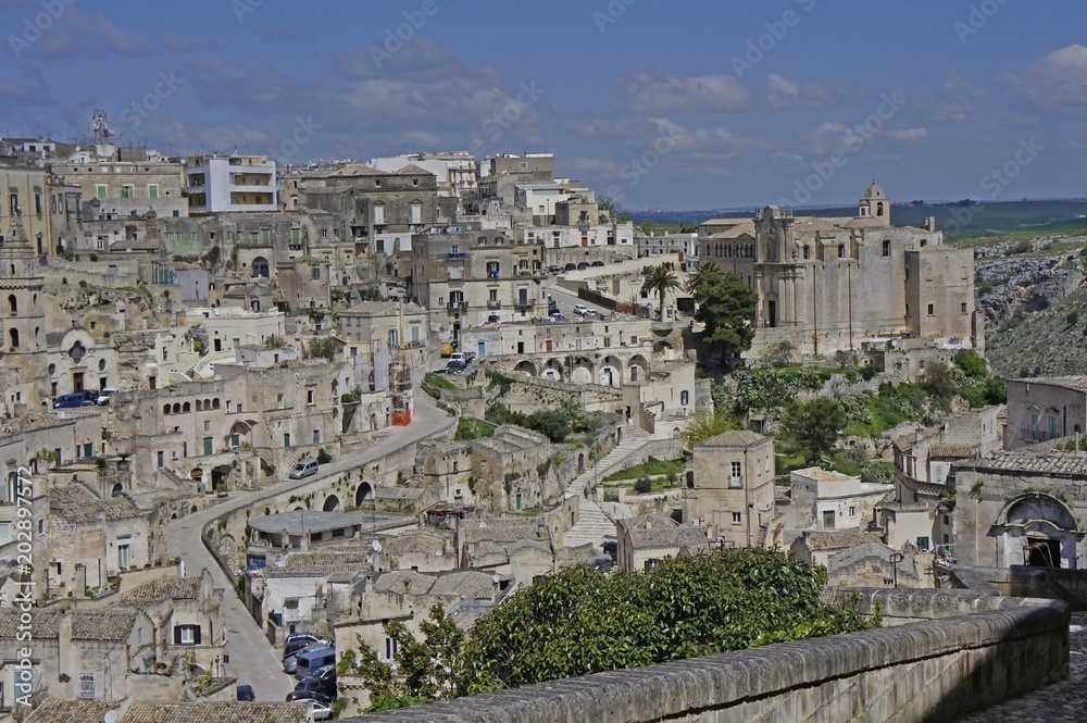 Italy, Basilicata, a part of the ancient city of Matera, called Sassi, which consists partly of cave houses, Unesco