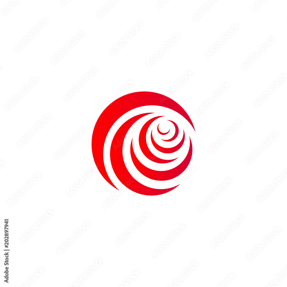 Red abstract rose, vector logo template on white background. Stylish flower illustration, circular shape, arc design element. Red abstract rose, vector logo template on white background. Stylish flower illustration, circular shape, arc design element.