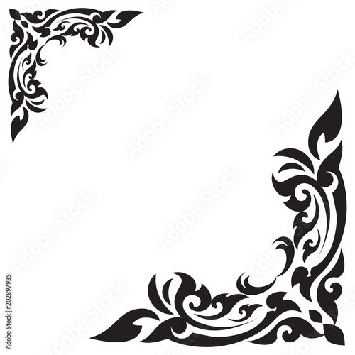 Line Thai black and white, The Arts of Thailand, Thai pattern background, Vector illustration