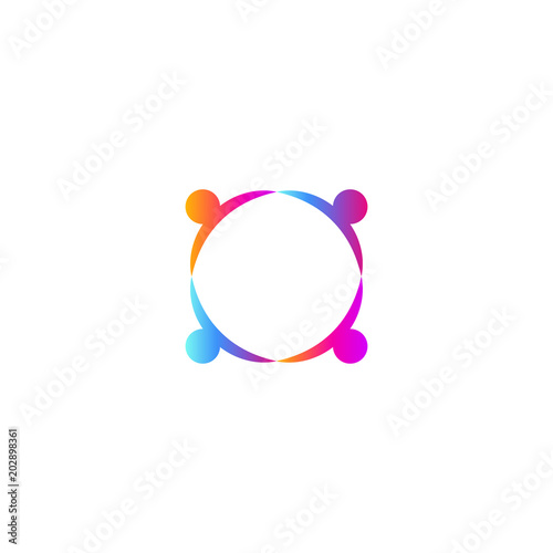 People holding hands logo template. Union icon, team logotype, people group sign, family support symbol, vector illustration on white background.