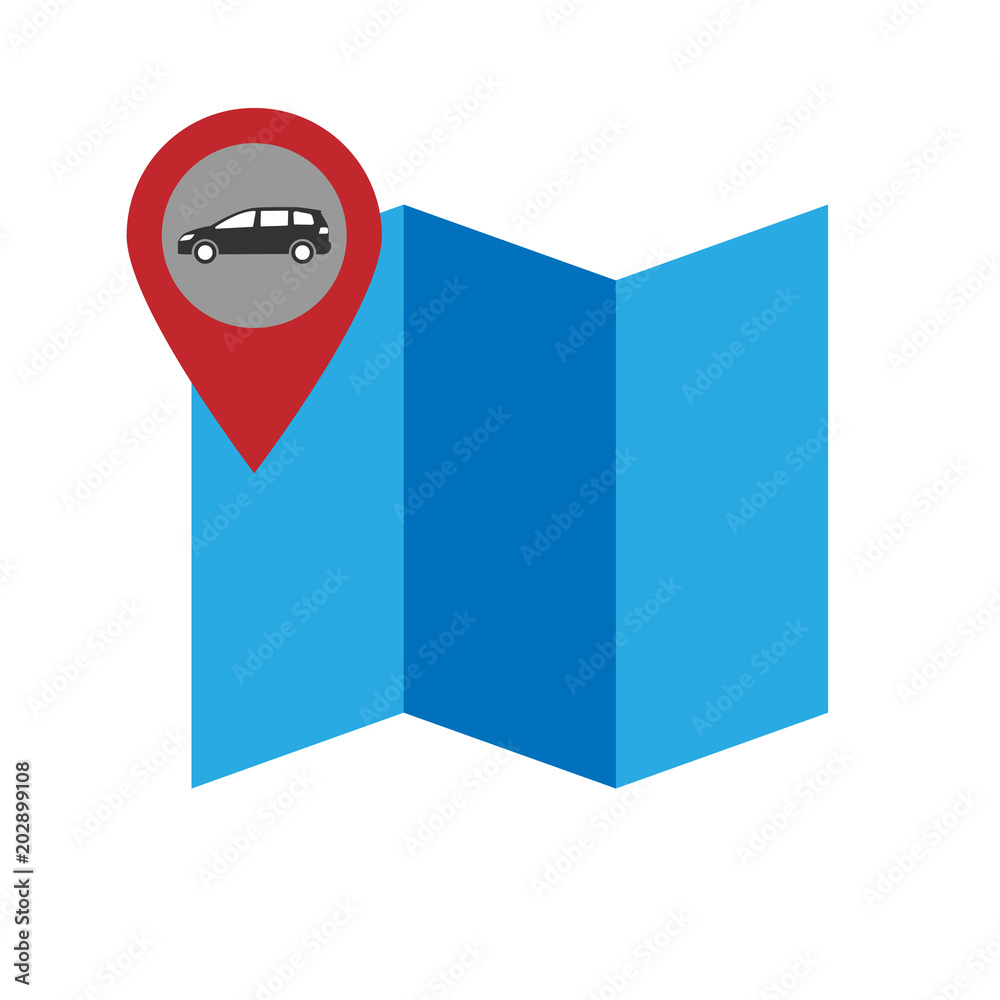 car icon, pointer on map location. car icon, pointer on map location.