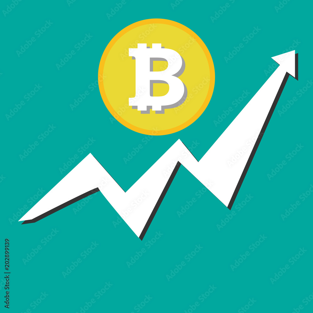Bitcoin financial growth graph. Financial growth concept with Bitcoin. Vector bitcoin growth graph on white background. Vector illustration. Bitcoin financial growth graph. Financial growth concept with Bitcoin. Vector bitcoin growth graph on white background. Vector illustration.