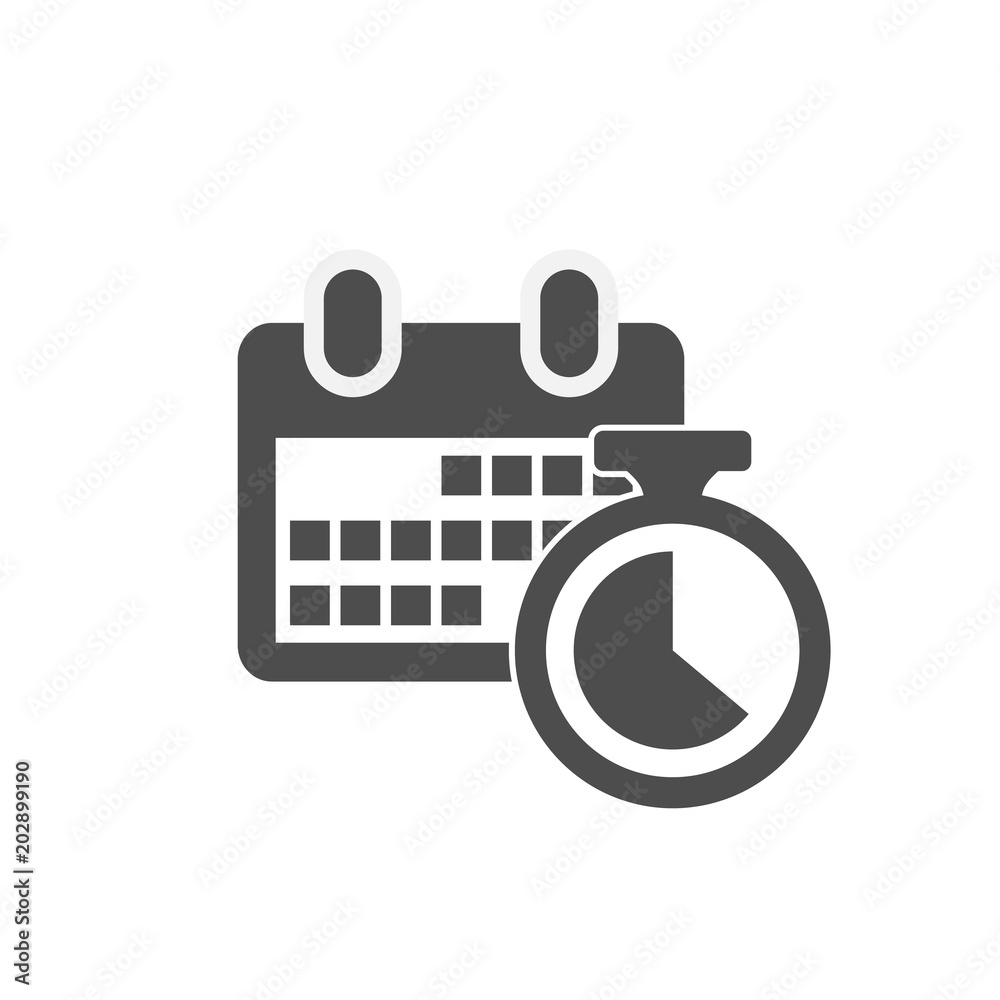 Calendar and clock icon. Vector isolated flat style symbol. Calendar and clock icon. Vector isolated flat style symbol.