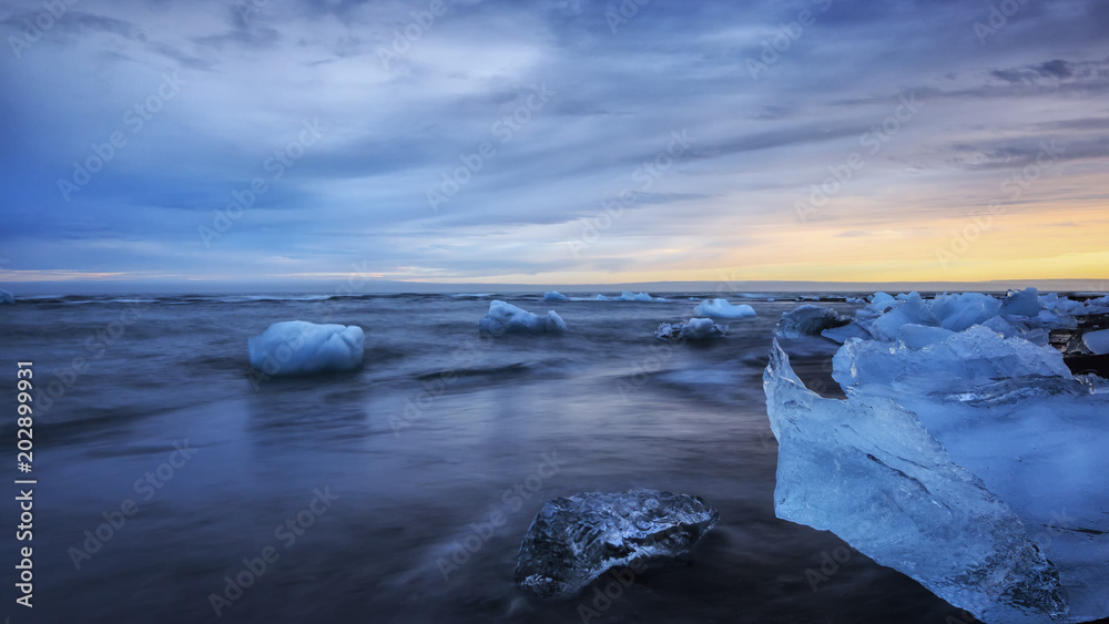 Islande, Jokulsarlon. Icebergs, Diamond Beach, Island