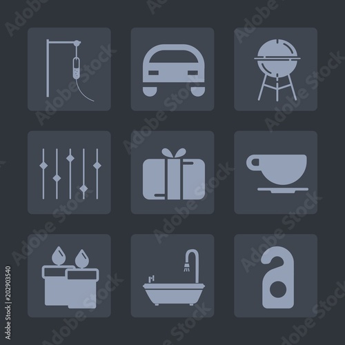 Premium set of fill icons. Such as privacy, bathroom, hotel, food, grilled, pharmacy, bbq, concept, car, transportation, gift, cup, meat, medicine, motel, automotive, celebration, doctor, cafe, box