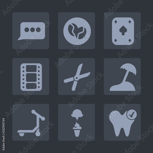 Premium set of fill icons. Such as speech, machine, sea, coffee, gardening, work, bubble, health, chat, gambling, entertainment, drink, video, message, dentist, bean, beach, white, movie, card, palm
