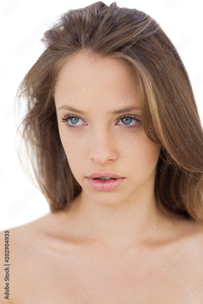 Serious brunette model looking away Serious brunette model looking away