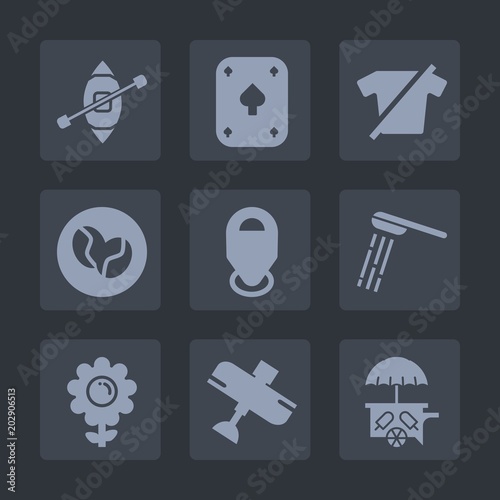 Premium set of fill icons. Such as flight, ice, caffeine, coffee, card, gambling, sailboat, airplane, bathroom, boat, aircraft, drink, spring, yacht, hygiene, van, fashion, travel, clothes, sign, bean