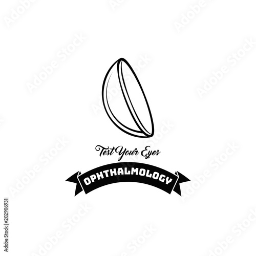 Contact lens template. Ophthalmology label logo emblem. Check your eyes. Oculist badge. Vector.