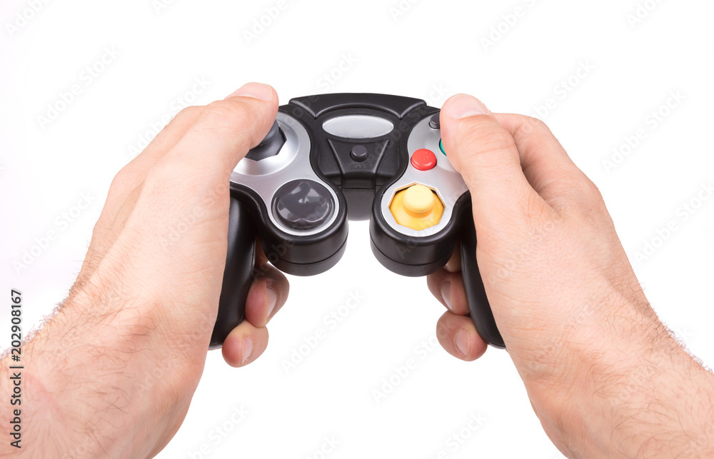Video game controller on white background Video game controller on white background