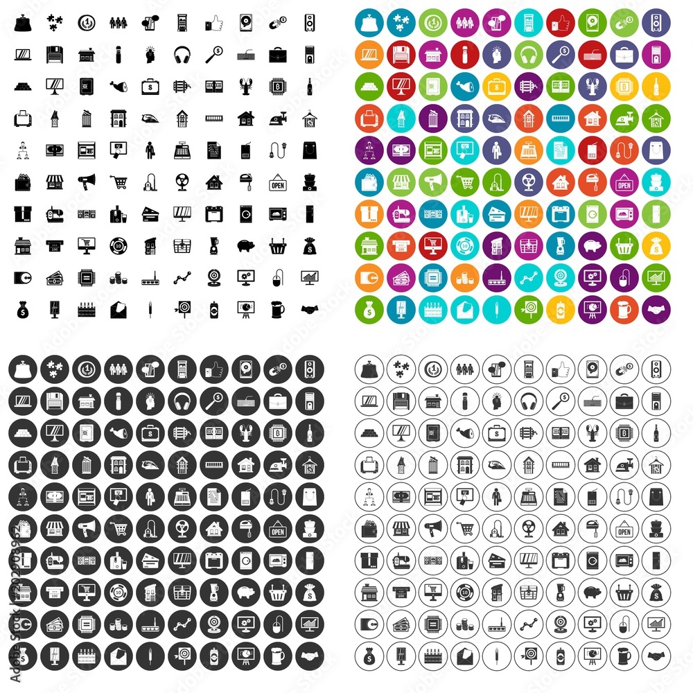 100 sales icons set vector in 4 variant for any web design isolated on white