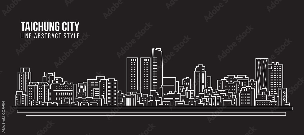 Cityscape Building Line art Vector Illustration design - Taichung city