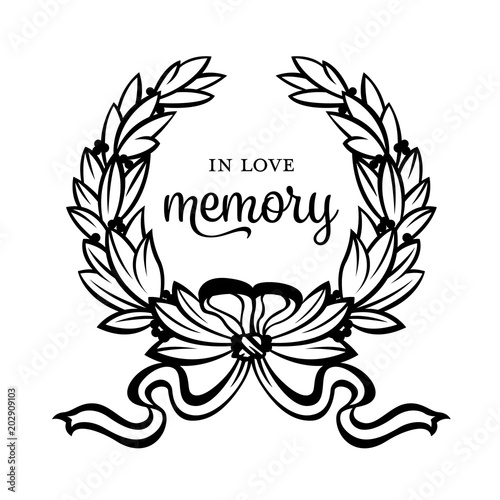 wreath sign and In love memory text for the funeral vector design