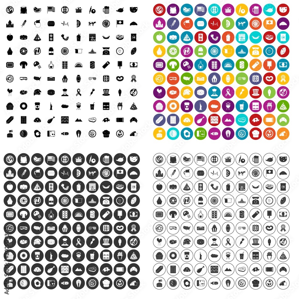 100 sandwich icons set vector in 4 variant for any web design isolated on white