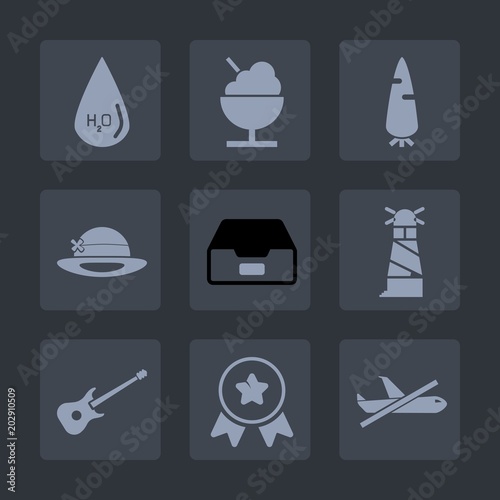 Premium set of fill icons. Such as cone, achievement, plane, white, beacon, carrot, sign, ripe, first, musical, clean, drop, dessert, airplane, ice, winner, music, sweet, liquid, award, food, flight