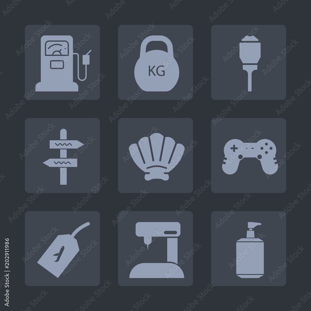 Premium set of fill icons. Such as soap, gas, station, sew, nature, post, petroleum, fashion, direction, heavy, service, machine, gasoline, game, equipment, fitness, fuel, city, weight, light, tag