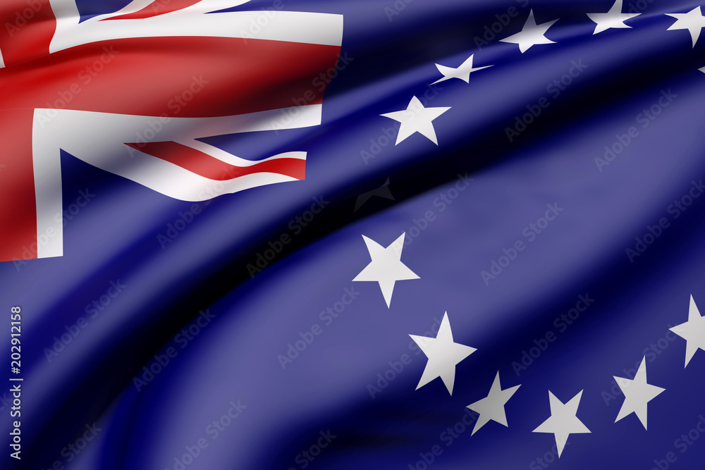 Cook Islands flag waving Cook Islands flag waving