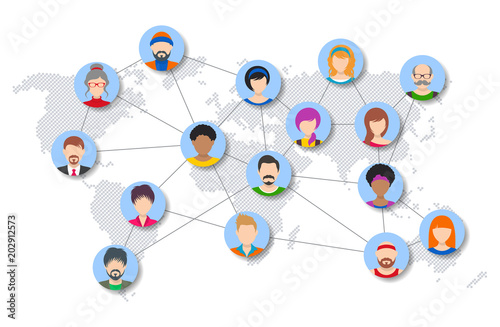 Vector world people network diagram