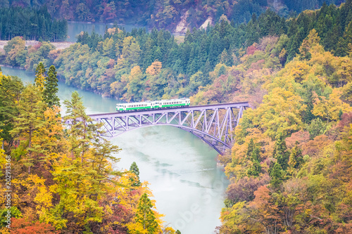 Tadami line at Mishima town , Fukushima in autumn