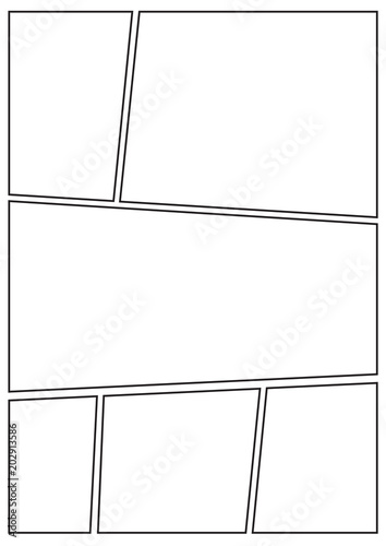 manga storyboard layout template for rapidly create the comic book style. A4 design of paper ratio is fit for print out. © RealCG
