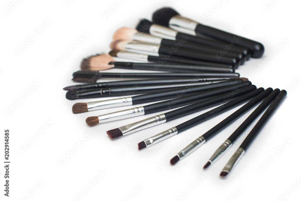 makeup brushes on isolated white background makeup brushes on isolated white background