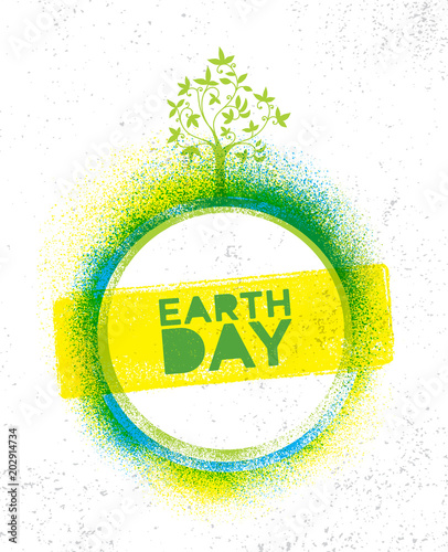 Earth Day Eco Green Vector Poster Design. Organic Circle Concept on Paper Background