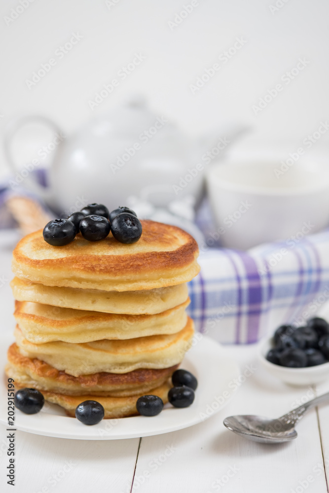 Spring Breakfast pancakes with blueberries Spring Breakfast pancakes with blueberries