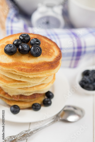 Summer Breakfast pancakes with blueberries
